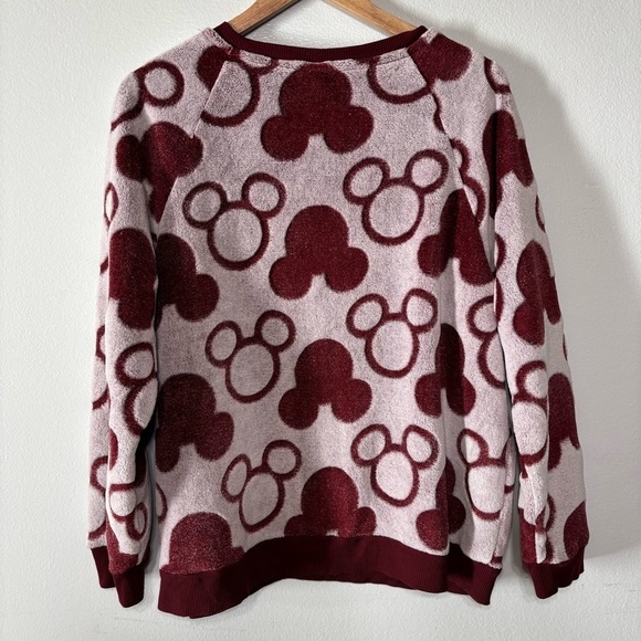 Disney Minimalist Burgundy Mickey Mouse Soft Fleece Sweater Size XL - Picture 4 of 4